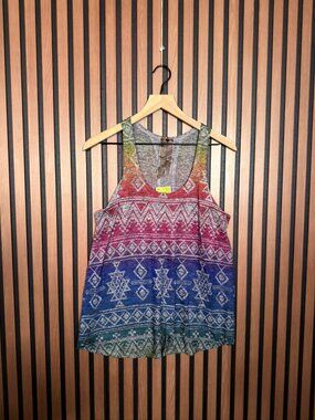 New Moon Collection Tank Top Large Multicolor Western Civilization Print Cut Out
